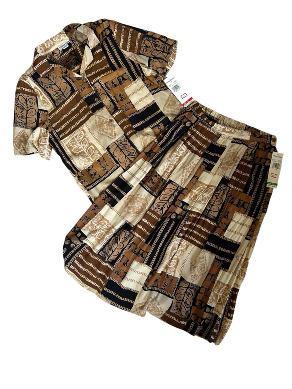 Vintage Boho Patchwork Skirt Set | 90s Sag Harbor Two Piece